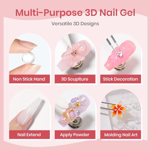 3D Nail Art Gel Clear and White Solid Builder Gel for Nails - color: Clear&White