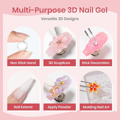 3D Nail Art Gel Clear and White Solid Builder Gel for Nails - color: Clear&White