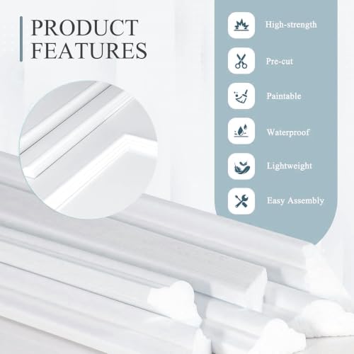 Teabelle Pre-Cut Wall Molding Kit, 6 Pcs Ready to Assemble Wainscoting - color: White-02