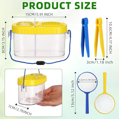 Halloscume 8 Pack Bug Catcher Kit Kids Magnifying Glass Toy, Yellow, Blue - color: Yellow, Blue