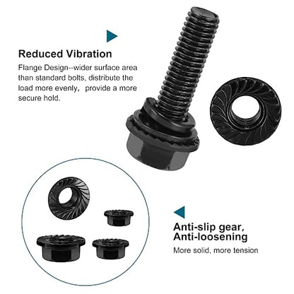 SATANTECH 272Pcs Flange Hex Bolts and Nuts Kit,M6 Bolt,M8 x1.25 Bolts,M10-1.5, Metric Bolt Assortment,Alloy Steel Class 10.9 Black Zinc Plated,Full Coarse Thread (12mm to 30mm) - color: Black Flange M6 M8 M10 Hex Bolt