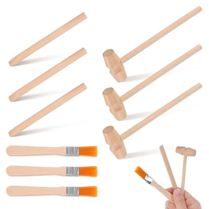 Vaguelly Dinosaur Digging Kit Wooden Hammer Chisel Brush Set for Kids Stem Science Educational Excavation Toy for Pretend Play Digging Tools Toys - size: 14.00X4.00X2.00CM