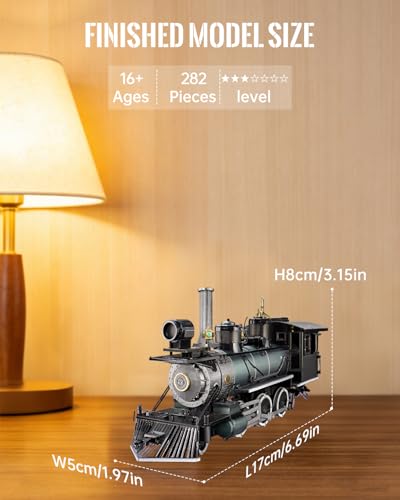 Piececool 3D Metal Puzzles for Adults Mogul Locomotive Steam Train Metal Model Kits, DIY Brain Teaser Building Kits, Birthday Christmas Day Gift for Teens