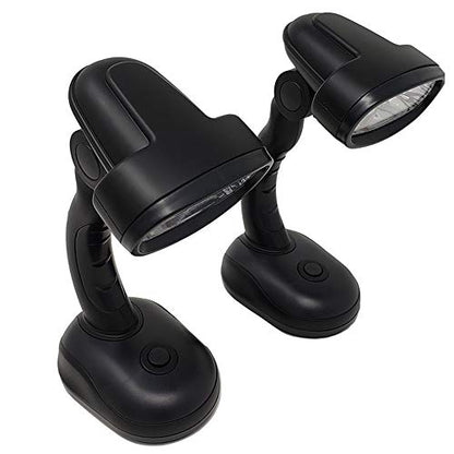 Set of 2 LED Black Desk Reading Lamp and Portable Study Lamp with 12 Led Bulbs and Bright Study Lamp for Work Station Illumination & Emergency Situations and Battery Operated Reading Lights - color: Black