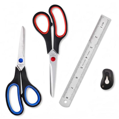 Office Scissors Set 4 Pack All Purpose Heavy Duty, Sharp Stainless Steel
