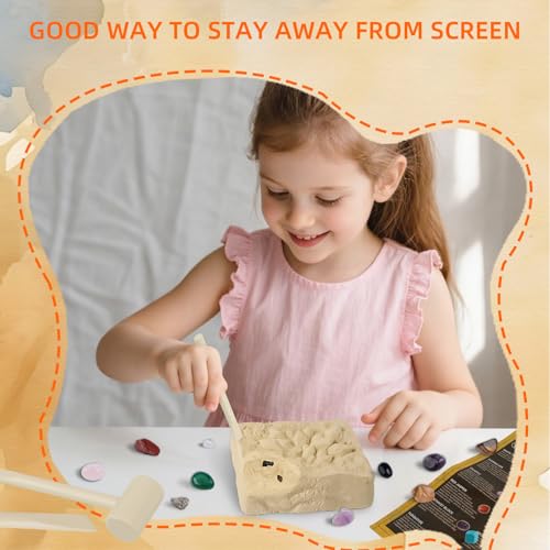 Gemstones Dig Kit Earth Science Kits for Kids Age 6-8-12-14, Birthstone Gemstone Dig Kit, Geology Kit with Break Your Own Geodes, Rock Mining Kit Birthday Gifts Toys for Boys Girls