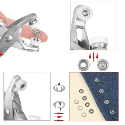 Metal Snap Fastener Pliers Press Tool Kit with 100PCS Snap Buttons, Snaps Fastener Plier Tool for DIY Fabric Sewing, Leather Craft & Clothing Repair
