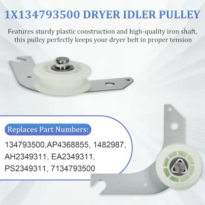 Upgraded Dryer Repair Kit for Electrolux Frigidaire Dryers,Includes 137315300 Dryer Belt,134715900 Drum Support Rollers (4 Pack),134793500 Idler Pulley,More Fits Models in Figure 7