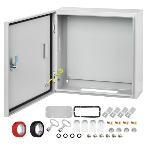 Steel Electrical Junction Box, 24 x 24 x 12'' Waterproof & Dustproof Electrical Enclosure, Outdoor & Indoor Universal Project Box with Lock & Mounting Plate - size: 24 x 24 x 12"