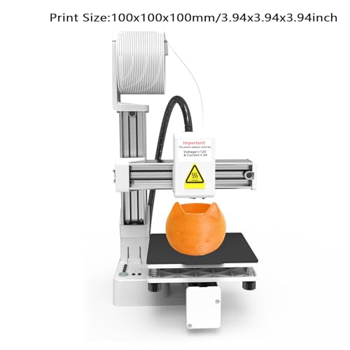 Mini FDM 3D Printer, 100x100x100mm, for Beginners, PLA/TPU - color: White