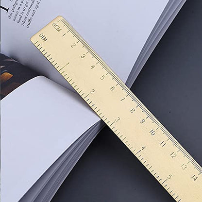 Utoolmart Brass Straight Ruler, 15cm / 5.9-inch Double-Sided Scale Ruler, Measuring Tool for Engineering Office Architect and Drawing - size: 15cm