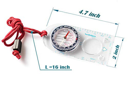 Orienteering Compass - Hiking Backpacking Compass | Advanced Scout Compass Camping and Navigation | Boy Scout Compass Kids - Children Compasses for Map Reading - Baseplate Compass Survival