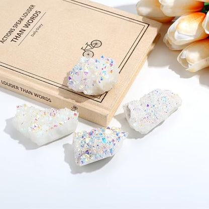 ZHIYUXI Angel Aura Quartz Cluster Angelite Crystal Cluster Geode - color: Angel Aura Quartz