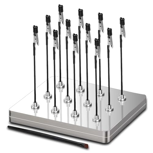 Magnetic Helping Hands for Soldering with 12 Flexible Magnetic Clips - All-in-One Steel Box Station with Brush, Ideal as a Model Painting Stand, Soldering, PCB, and Crafts (Silver) - color: Silver, size: M