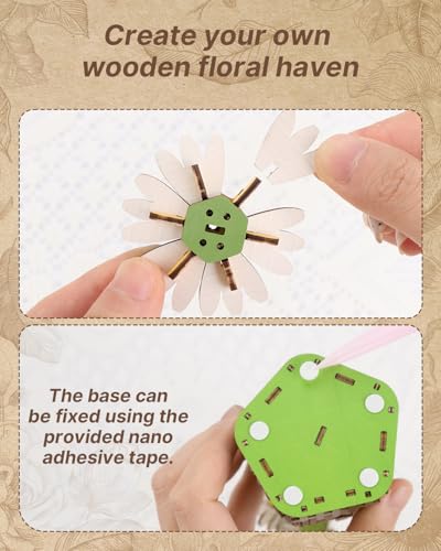 Kaayee 3D Wooden Flower Puzzles Daisy, Wood Flowers Craft for Adults - color: Daisy