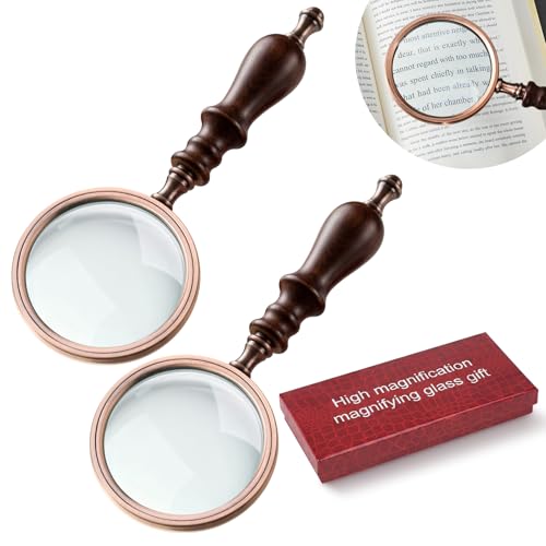Yunsailing 2 Pack 10x Vintage Handheld Magnifying Glass