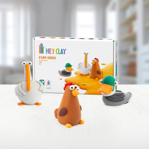 HEY CLAY Colorful Air Dry Clay Kit for Kids Modeling Gift Age 3+ (6 cans) - color: Farm Birds: Duck, Goose, Hen