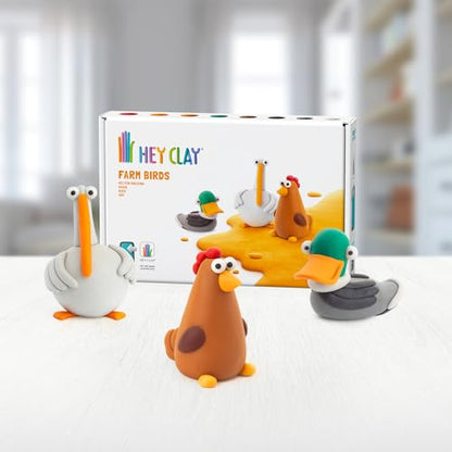 HEY CLAY Colorful Air Dry Clay Kit for Kids Modeling Gift Age 3+ (6 cans) - color: Farm Birds: Duck, Goose, Hen