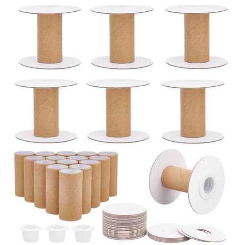 PH PandaHall 16 Sets Empty Paper Thread Spools, Wire Weaving Bobbins Paper Sewing Spools Detachable Thread Ribbon Holder for Yarn Cord Embroidery Sewing DIY Arts Crafts, 50mm/1.97" - size: 50mm/1.97"