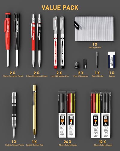 STAGEEK 17-in-1 Carpenter Pencils Set, Mechanical Pencils for Construction