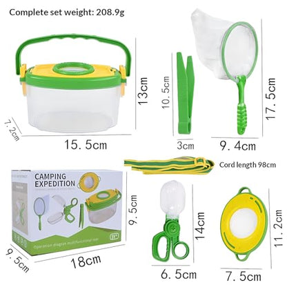 Bug Catcher Kit 6 Pcs - Insect Catching Set with Net, Bug Box, Magnifier & Tweezers - Outdoor Explorer Toy for Kids Age 3-12(Green 6 Pcs) - color: Green 6 Pcs