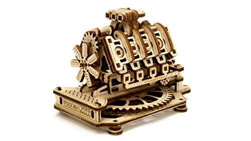 WOODEN.CITY V8 Engine 3D Wooden Puzzle Kit, 200 Pcs DIY Mechanical Model, Made in EU