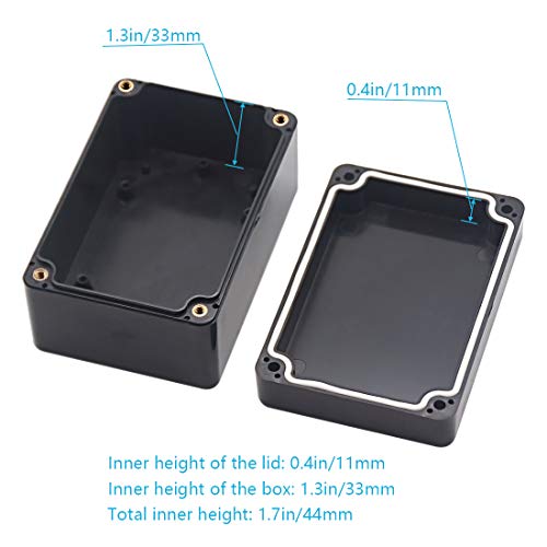 Junction Box, Zulkit Project Box IP65 Waterproof Outdoor Box ABS Plastic Electrical Boxes Electronic Enclosure Black 3.94 x 2.68 x 1.97 inch (100x68x50mm) (Pack of 1) - size: 3.94" x 2.68" x 1.97"(Pack of 1)