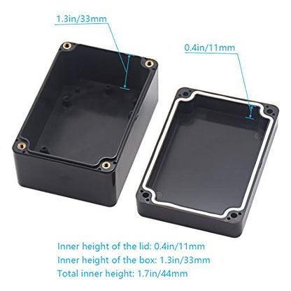 Junction Box, Zulkit Project Box IP65 Waterproof Outdoor Box ABS Plastic Electrical Boxes Electronic Enclosure Black 3.94 x 2.68 x 1.97 inch (100x68x50mm) (Pack of 1) - size: 3.94" x 2.68" x 1.97"(Pack of 1)