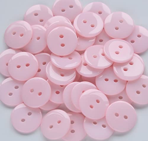 200pcs 5/8 Inch(15mm) Pink Buttons 2 Holes Resin Button for Sewing and DIY Crafts - color: Pink