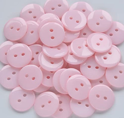 200pcs 5/8 Inch(15mm) Pink Buttons 2 Holes Resin Button for Sewing and DIY Crafts - color: Pink