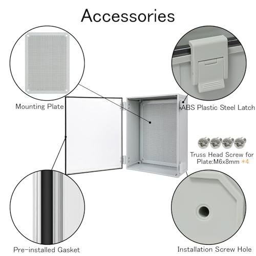 Junction Box IP65 Waterproof ABS Plastic Enclosure Hinged PC Clear Cover Electrical Project Box with Mounting Plate, Wall Brackets, Cable Glands 15.7" x 11.8" x 7.1" - color: Clear Cover, size: 15.7" x 11.8" x 7.1"