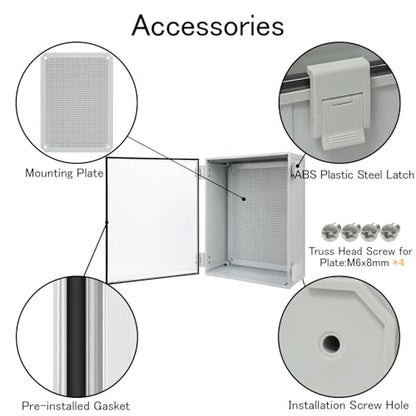 Junction Box IP65 Waterproof ABS Plastic Enclosure Hinged PC Clear Cover Electrical Project Box with Mounting Plate, Wall Brackets, Cable Glands 15.7" x 11.8" x 7.1" - color: Clear Cover, size: 15.7" x 11.8" x 7.1"