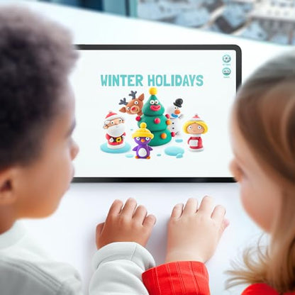 HEY CLAY Set - Colourful Modeling Air Dry Clay Kit for Kids 15 cans and Sculpting Tools with Fun Interactive Instructions App - Children 3+ (Winter Holidays) - color: Winter Holidays