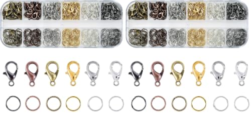Lobster Claw Clasps and Open Jump Rings Set, 6 Colors Lobster Clasps for Jewelry Making, Keychains and Bracelet (Pack of 2) - size: 8mm, 12mm (Pack of 2)