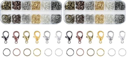 Lobster Claw Clasps and Open Jump Rings Set, 6 Colors Lobster Clasps for Jewelry Making, Keychains and Bracelet (Pack of 2) - size: 8mm, 12mm (Pack of 2)