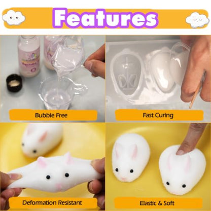 FUNSHOWCASE Taba Squishy Making Kit Gel+Bunny Silicone Mold+Flocking+Pigment - color: Bunny