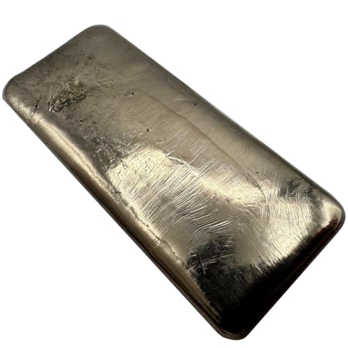 1 Pound 99.9% Pure Bismuth Hand Poured Metal Bullion Bar Ingot – Collectible Element for Display, Science Experiments, Crystal Growing or Paperweight - color: Silver