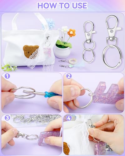 FIVEIZERO 60PCS Keychain Clips and Key Rings Kit, Swivel Snap Hooks for DIY - color: plain