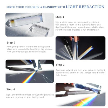 4PCS Crystal Triangular Prisms 2" /4" Light Clear Triple Prism Optics Kits - size: 2"/4"-2set