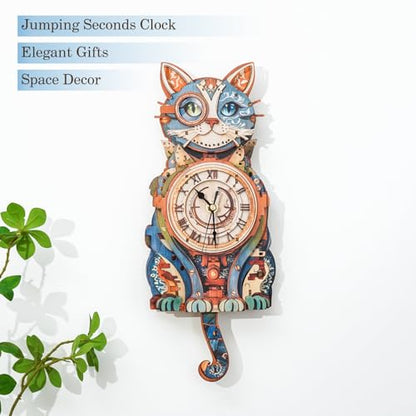 KAAYEE 3D Puzzles for Adults Cat Clock DIY Wooden Puzzle Craft - color: Cat Clock