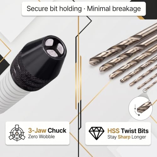 Pin Vise Hand Drill Manual With 22pcs Micro Drill Bits Set