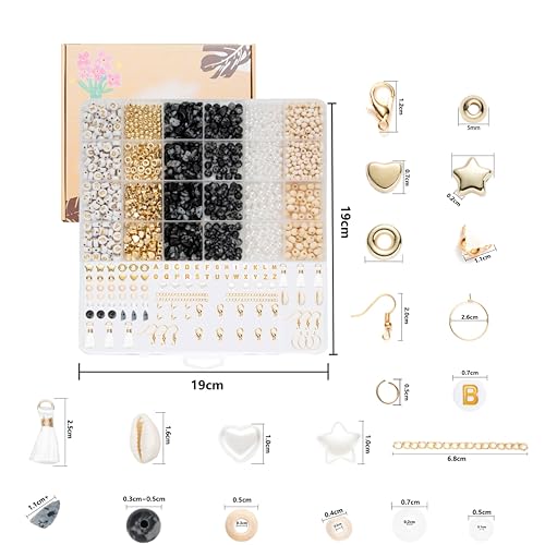 Xylise Jewelry Making Supplies Kit Natural Stone Beads for Irregular Natural Stone with for DIY Craft Bracelet Necklace Earrings for Adults (Black White) - color: Black White