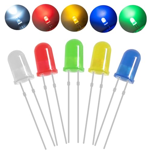 100 PCS Colorful 5mm LED Light Diodes, LED Circuit Assorted Kit for Science Project Experiment (20pieces/Color)