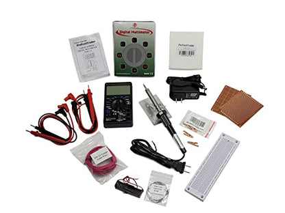 10-Piece Electronics Kit with 30W Soldering Iron and Digital Multimeter