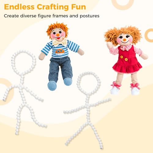 Tideme 170 PCS Doll Armature Set with X Y Connectors, Doll Skeleton 9 mm Flexible Ball Socket Joints, DIY Plastic Body Model Figure Frame for Stuffed Animals Bear Dolls