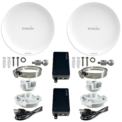 EnGenius Wi-Fi 6 (802.11ax) 5GHz 1,200 Mbps, 2x2 Outdoor Wireless Bridge, 26 dBm, high gain 19 dBi Directional Antenna, IP-55 housing, up to 6 Miles Point-to-Point [EnStation6 KIT] - size: 2-PACK KIT, style: AX