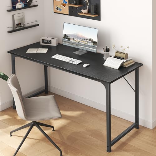 Huuger 48 Inch Office & Gaming Desk with Storage, Modern Simple Design, Large Legroom, Black Metal Frame - color: Black, size: 48inch