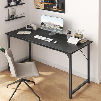 Huuger 48 Inch Office & Gaming Desk with Storage, Modern Simple Design, Large Legroom, Black Metal Frame - color: Black, size: 48inch