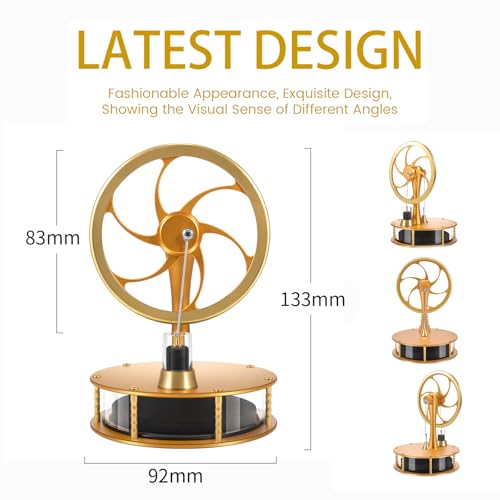 HZZ92 Upgrade Low Temperature Stirling Engine Kit Steam Heat Educational Model Classroom Teaching Stirling Engine Adult Desktop Educational Toys Brass Aluminum Stirling Engine- Gold - color: Gold