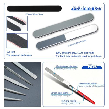 Gundam Model Tools Kit, 34pcs Hobby Tool Set, Pliers, Separator, Files, Screwdriver, Tweezers, Polishing Strip, Graver, Blades for Buildings, Gundam, Robots Models Minature